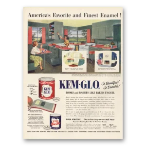 1952 Kem Glo Paint Print Ad | Finest Enamel