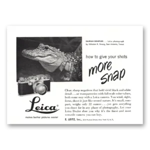 1952 Leica Cameras Print Ad | Saurian Sourpuss