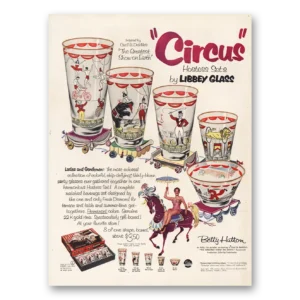 1952 Libbey Glass Print Ad | Circus Hostess Sets