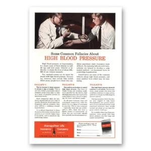 1952 Metropolitan Life Insurance Print Ad | Blood Pressure