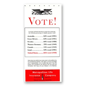 1952 Metropolitan Life Insurance Print Ad | Vote Free