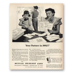 1952 Mutual Benefit Life Insurance Print Ad | Your Partner