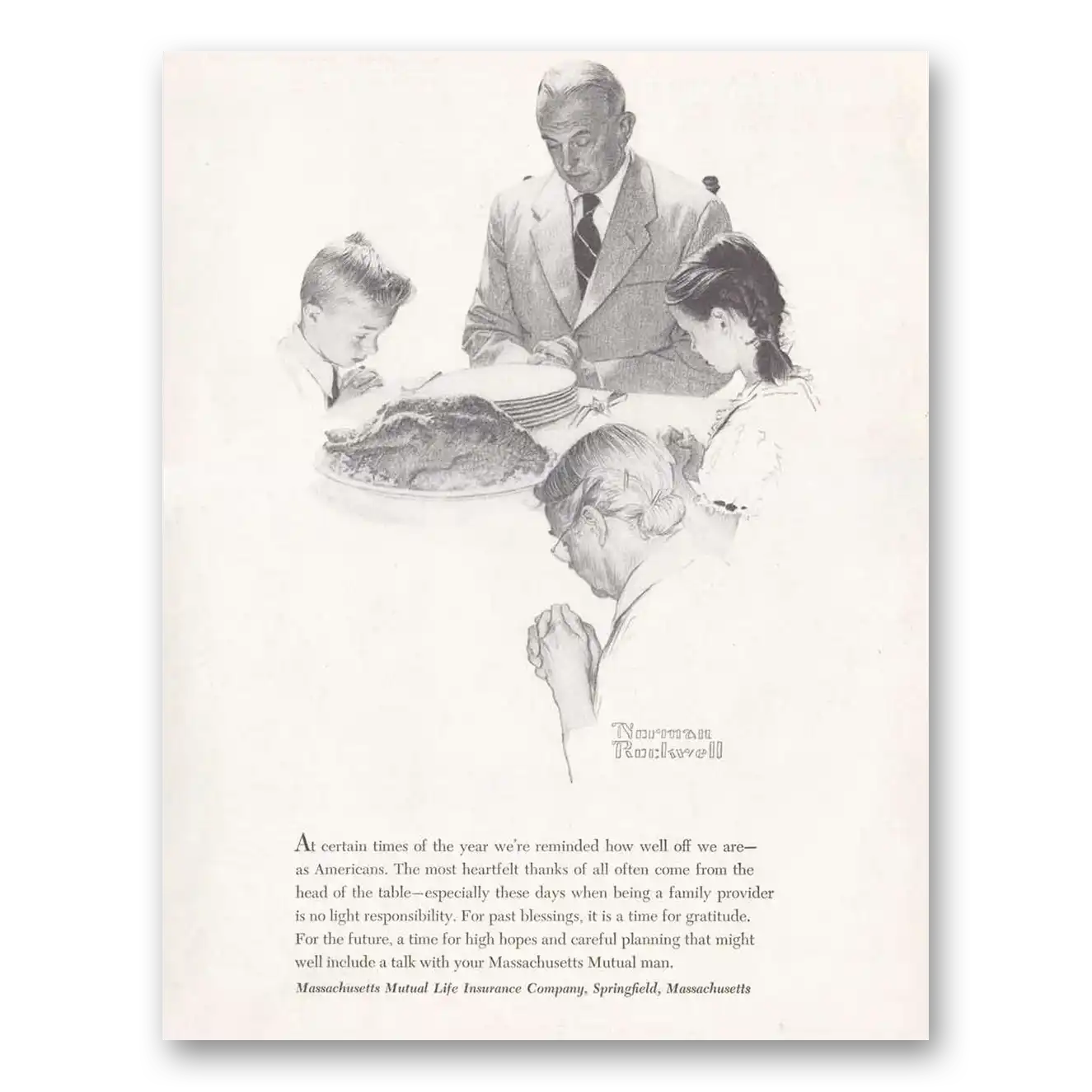 1952 Mutual Life Insurance Print Ad | Norman Rockwell