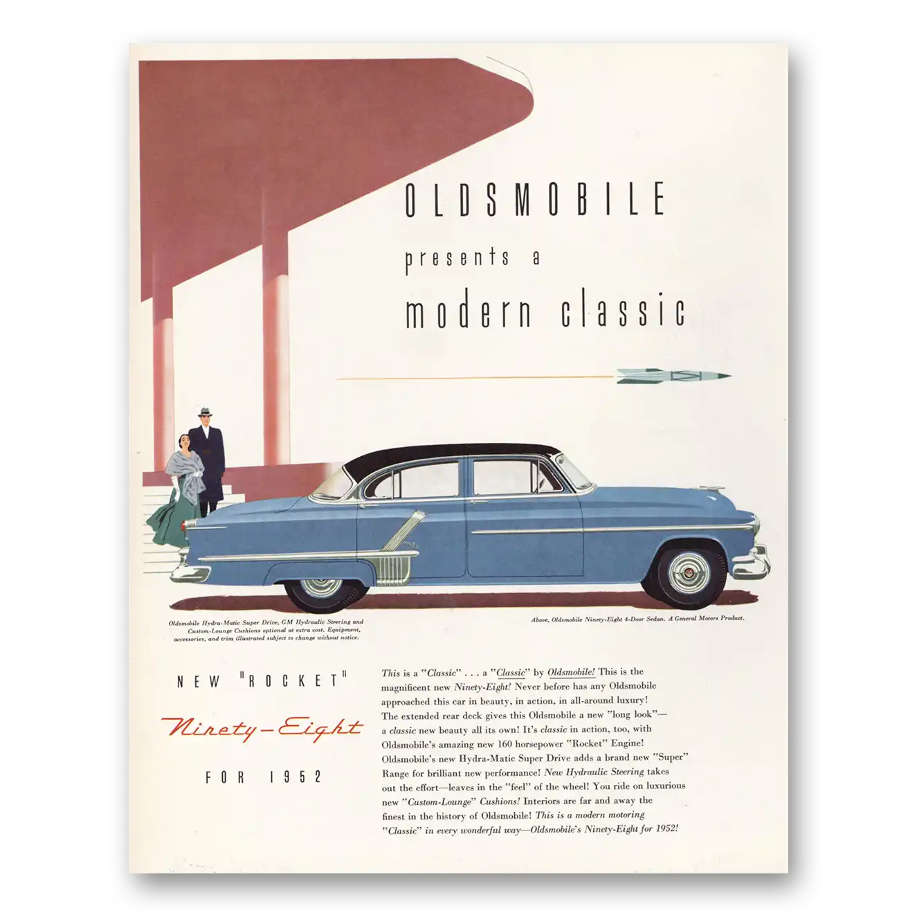 1952 Oldsmobile Ninety Eight Print Ad | Classic Rocket