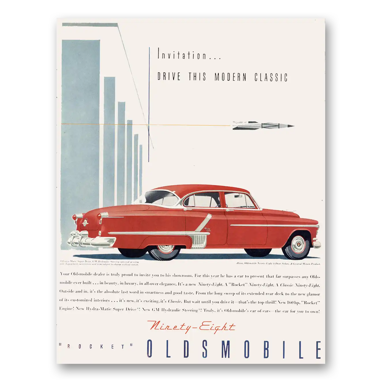 1952 Oldsmobile Ninety Eight Print Ad | Modern Classic