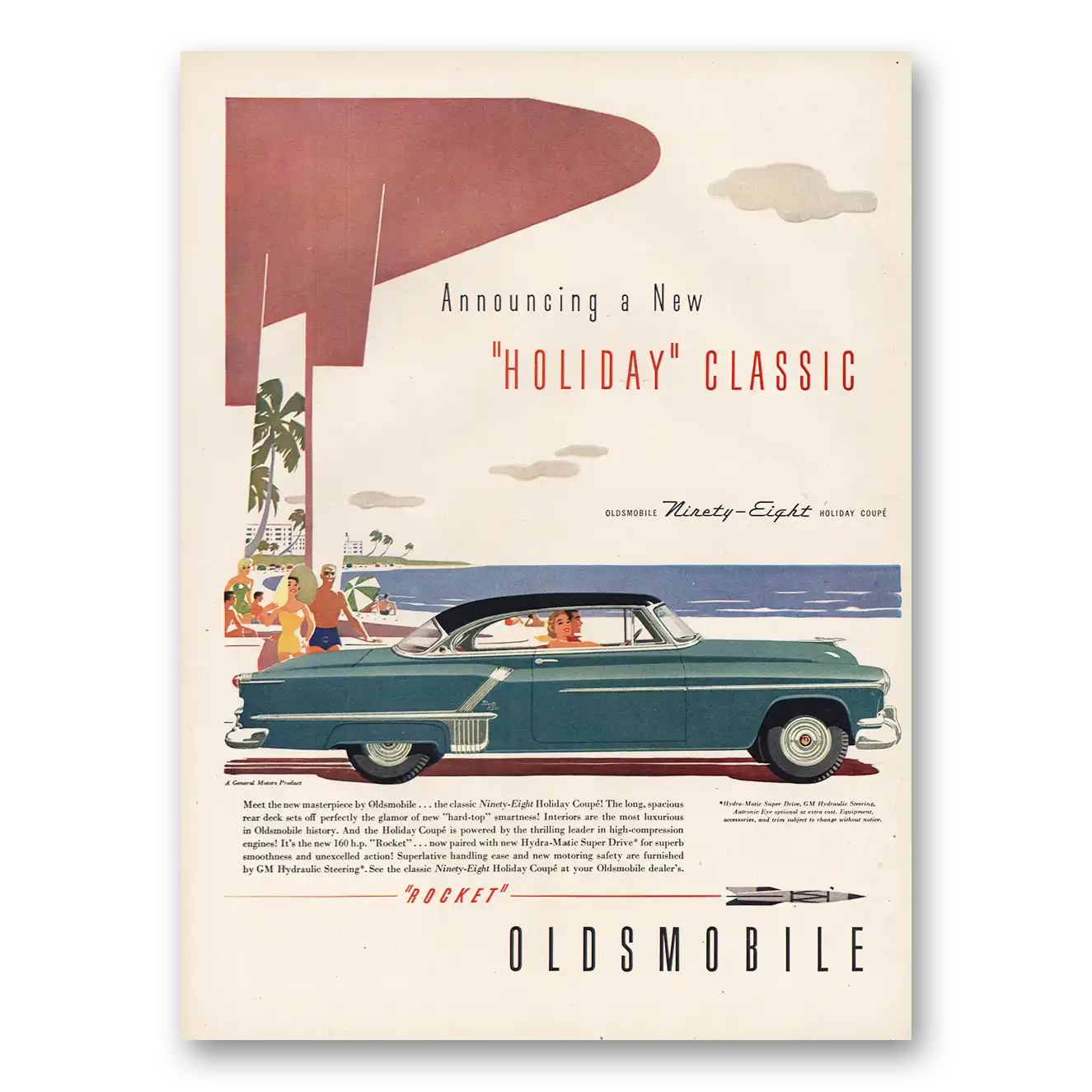1952 Oldsmobile Ninety Eight Print Ad | Holiday Classic