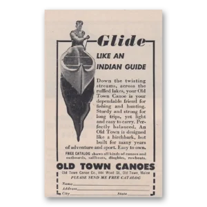 1952 Old Town Canoe Print Ad | Indian Guide