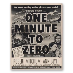 1952 One Minute to Zero Movie Promo Print Ad | Howard Hughes