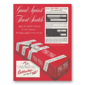 1952 Pall Mall Cigarettes Print Ad | Christmas