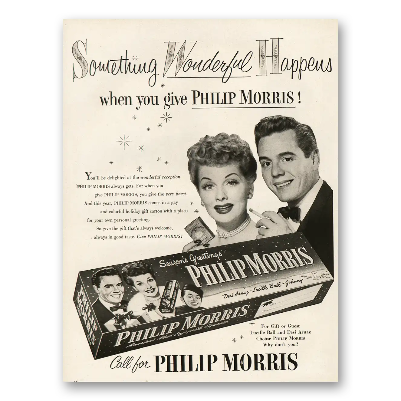 1952 Philip Morris Print Ad | Something Wonderful Lucille Ball
