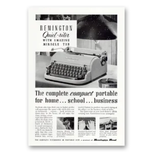 1952 Remington Typewriter Print Ad | Quietriter