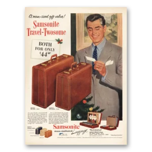 1952 Samsonite Luggage Print Ad | Travel Twosome