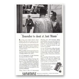 1952 Sonotone Hearing Aid Print Ad | Aunt Minnie