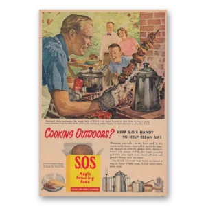 1952 SOS Scouring Pads Print Ad | Cooking Outdoors