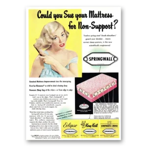 1952 Springwall Mattress Print Ad | Sue Mattress