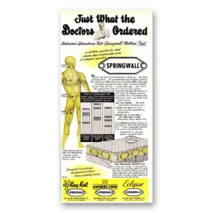 1952 Springwall Mattress Print Ad | Doctors Ordered