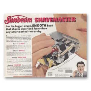 1952 Sunbeam Shavemaster Print Ad | Smooth Head