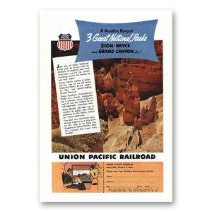 1952 Union Pacific Railroad Print Ad | National Parks