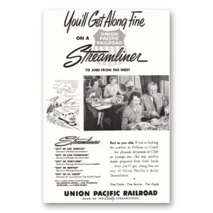 1952 Union Pacific Railroad Print Ad | Streamliner