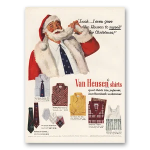 1952 Van Heusen Shirts Print Ad | Christmas Santa Claus