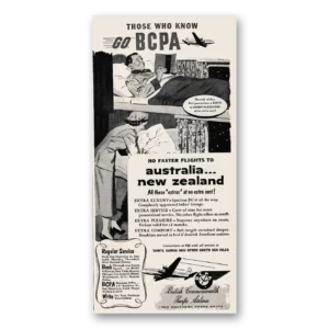 1953 British Commonwealth Pacific Airlines Print Ad | Go Bcpa