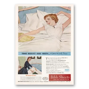 1953 Bibb Sheets Print Ad | Down To Earth