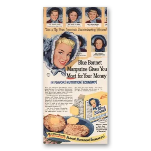 1953 Blue Bonnet Margarine Print Ad | Discriminating Women