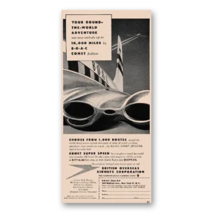 1953 British Airways BOAC Print Ad | Round World