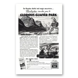 1953 Burlington Route Print Ad | Glacier Park