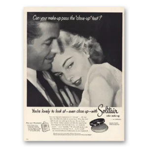 1953 Solitair Cake Make Up Print Ad | Close Up