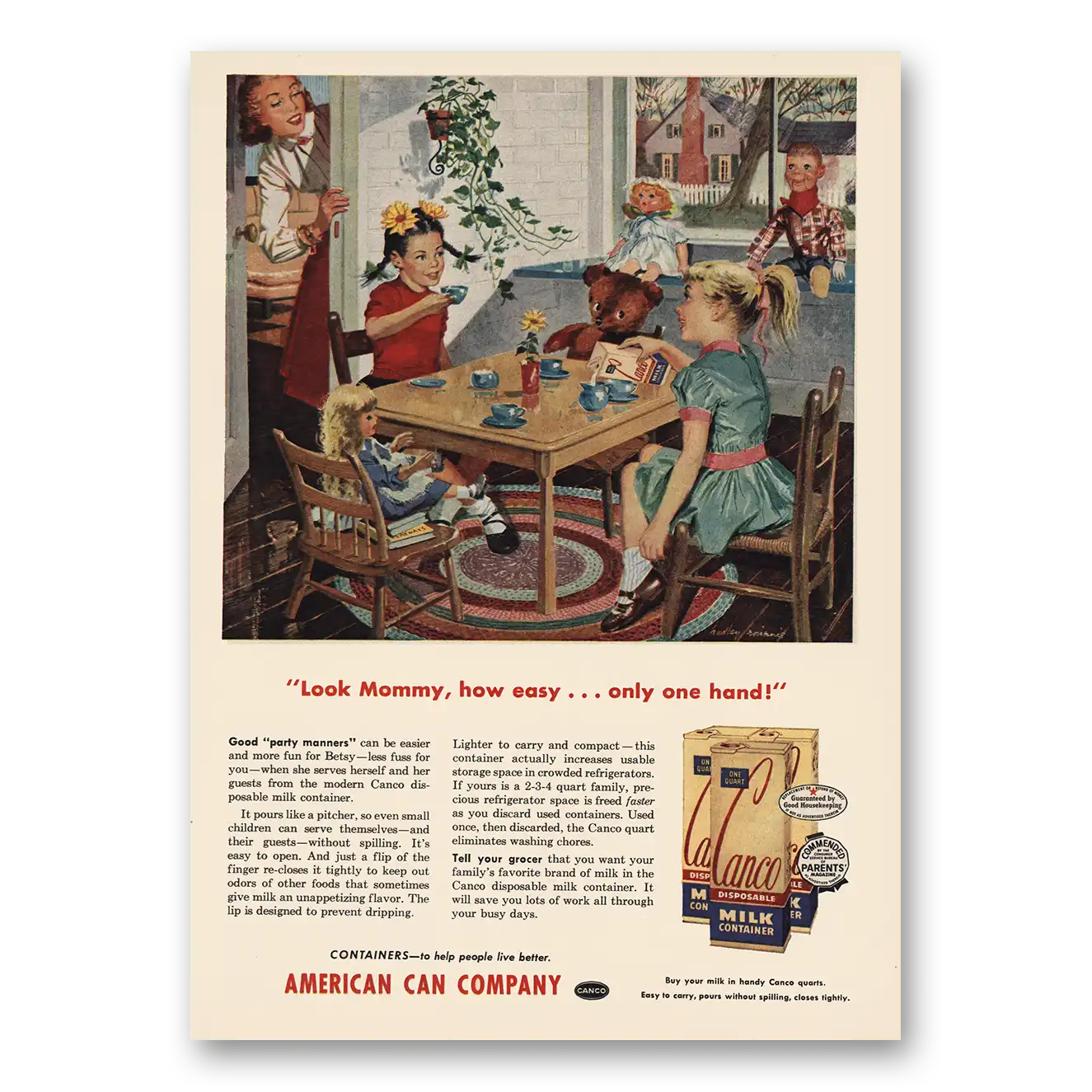 1953 American Can Company Print Ad | Canco Look Mommy