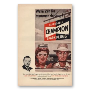 1953 Champion Spark Plugs Print Ad | Summer Driving