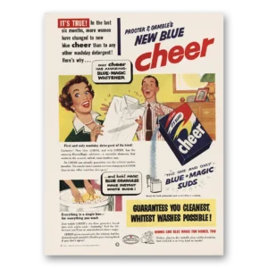 1953 Cheer Detergent Print Ad | Blue Magic Suds