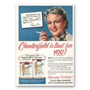1953 Chesterfield Cigarettes Print Ad | Peggy Lee