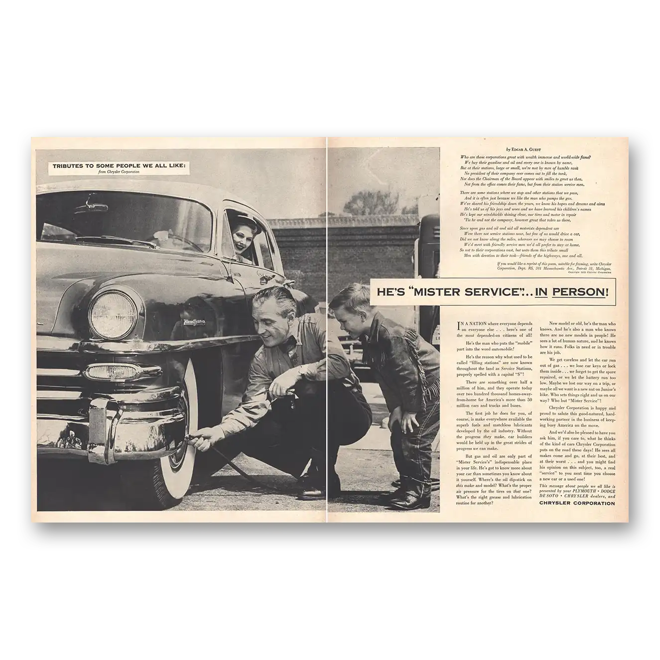 1953 Chrysler Corporation Print Ad | Mister Service