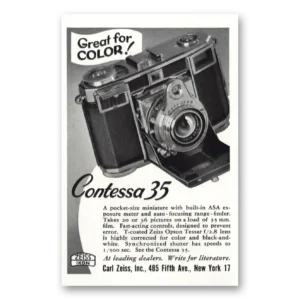 1953 Zeiss Contessa Camera Print Ad | Great Color