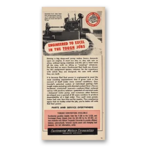 1953 Continental Motors Print Ad | Excel In Tough Jobs
