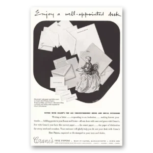 1953 Cranes Fine Papers Print Ad | Writing Desk