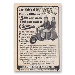 1953 Cushman Motors Print Ad | Half Time
