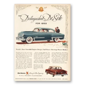 1953 DeSoto Print Ad | Distinguished Powerful Engine