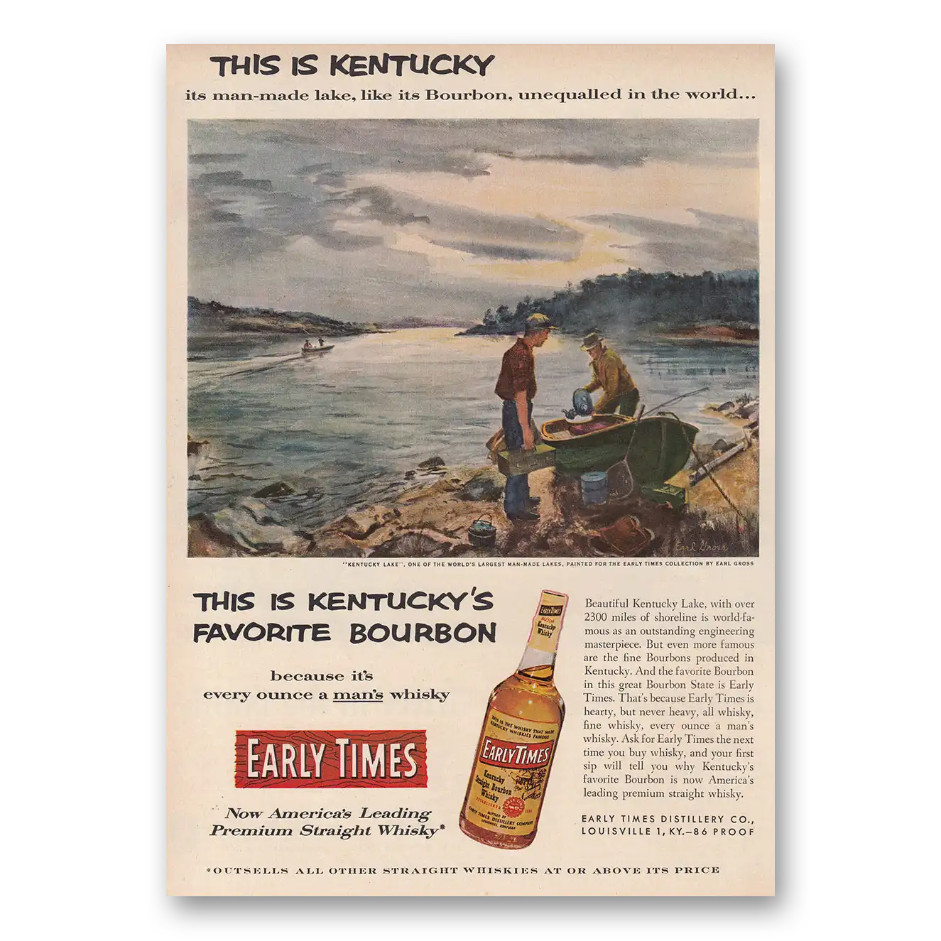 1953 Early Times Whisky Print Ad | Kentucky