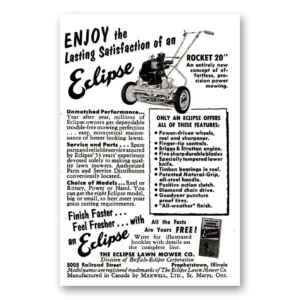1953 Eclipse Mowers Print Ad | Rocket 20 Mower