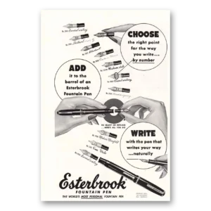 1953 Esterbrook Fountain Pen Print Ad | Right Point