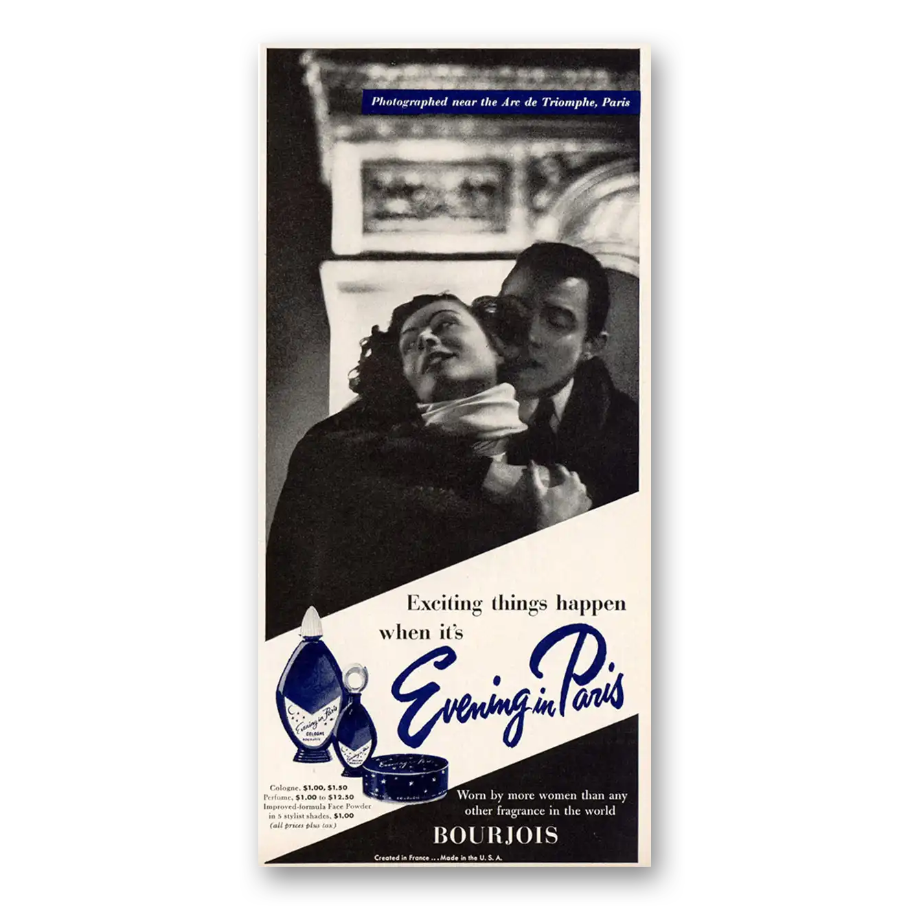 1953 Evening In Paris Perfume Print Ad | Arc De Triomphe