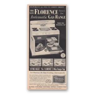 1953 Florence Gas Range Print Ad | Cooking Automatically