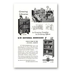 1953 Globe Wernicke Print Ad | Growing Libraries Bookcases