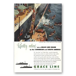 1953 Grace Line Print Ad | Really Relax