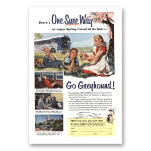 1953 Greyhound Print Ad | Enjoy Spring Travel
