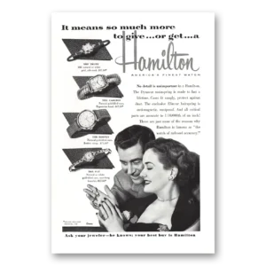 1953 Hamilton Watch Print Ad | Trudy Carlton Rodney Fay