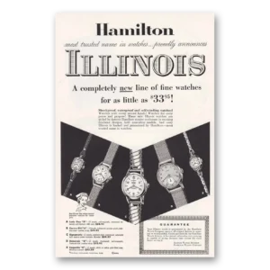 1953 Hamilton Watch Print Ad | Illinois New Line